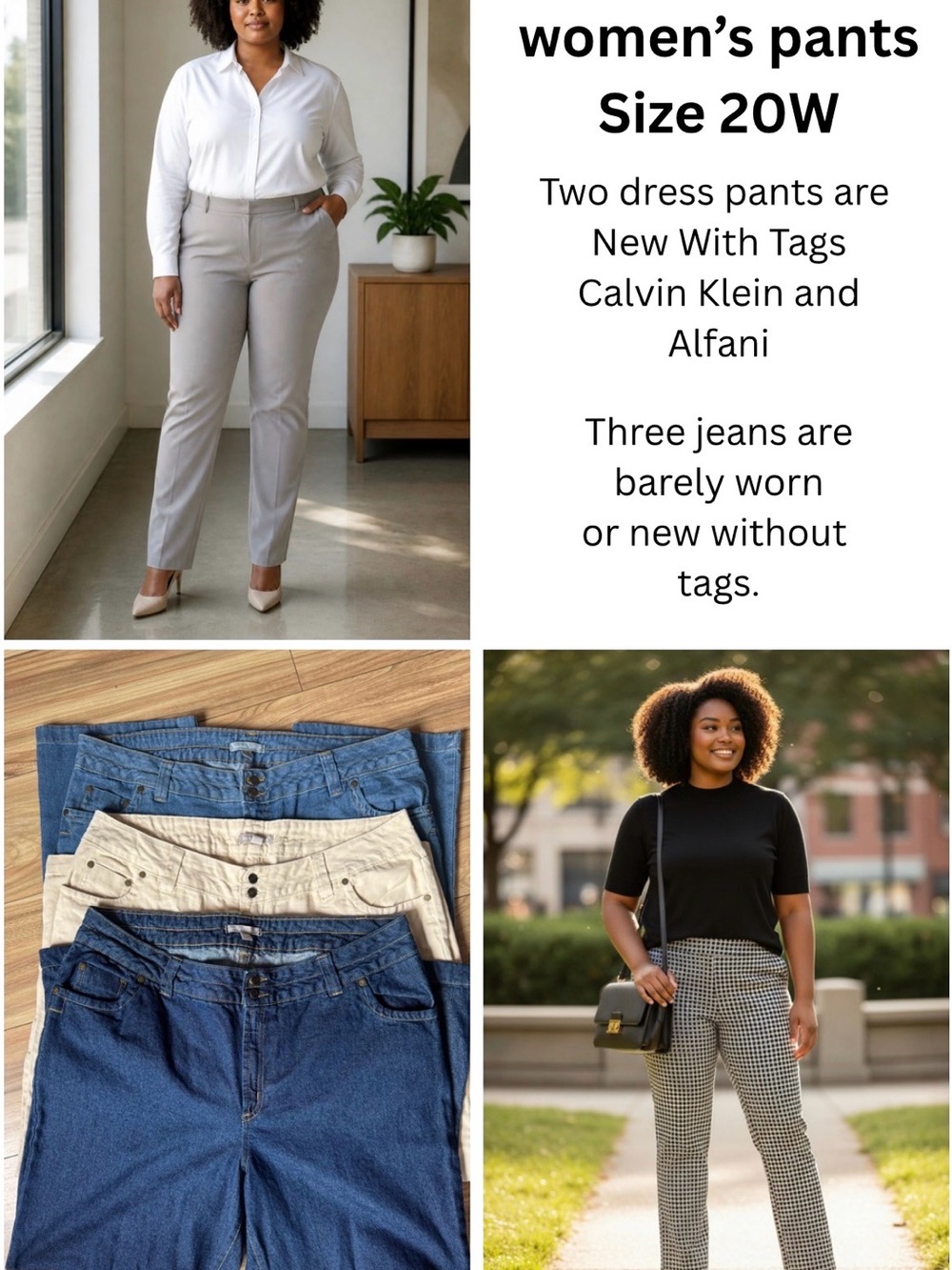 BUNDLE DEAL Classic Women's Dress Pants & Jeans Set in Beige, Blue, Black